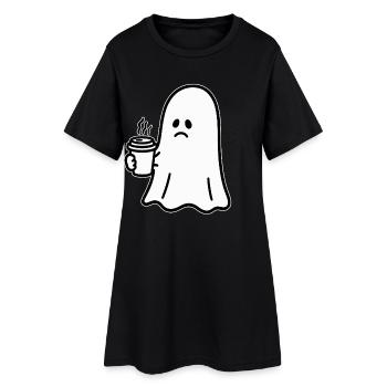 Café Fantôme Halloween Halloween : Des bonbons ou un sort - Robe T-shirt Femme - noir - Devant