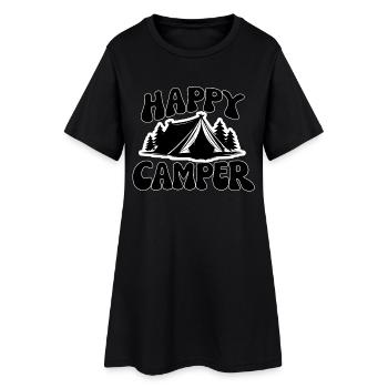 Happy Camper Zelt Graphic - Frauen T-Shirt-Kleid - Schwarz - Vorne