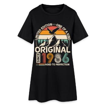 Cadeau d’anniversaire vintage original de 1986 - Robe T-shirt Femme - noir - Devant