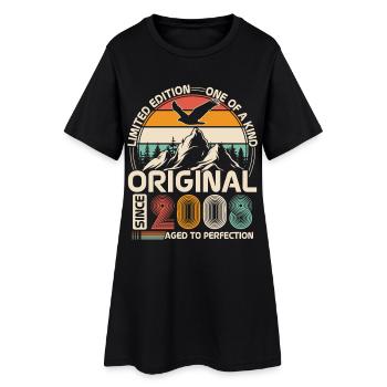 Cadeau d’anniversaire vintage original 2008 - Robe T-shirt Femme - noir - Devant