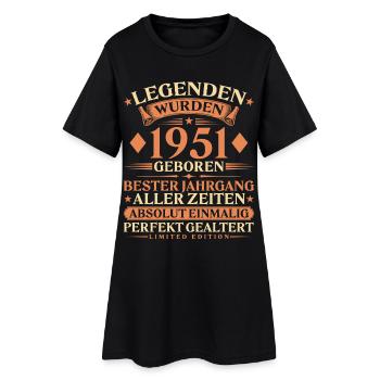 Legenden wurden 1951 geboren – 75. Geburtstag - Frauen T-Shirt-Kleid - Schwarz - Vorne
