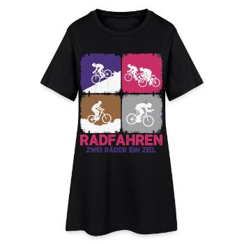 Radfahren Zwei Räder Ziel - Frauen T-Shirt-Kleid - Schwarz - Vorne