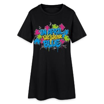 En avril, nous portons du bleu - Robe T-shirt Femme - noir - Devant