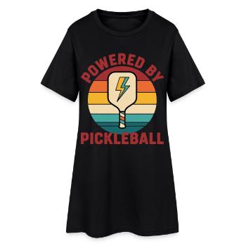 Pickleball Funny Player Powered By Pickleball - Women’s T-Shirt Dress - black - Front