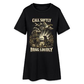 Cri de chasse aux canards se vante doucement bruyamment - Robe T-shirt Femme - noir - Devant