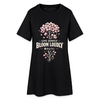 Fleurs de cerisier Sakura Fleurs de cerisier - Robe T-shirt Femme - noir - Devant