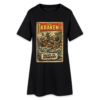 Kraken Sea Monster Vintage Comic - Robe T-shirt Femme - noir - Devant