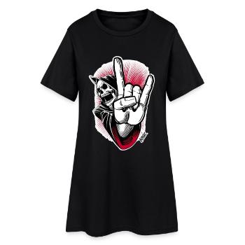 Skeleton Rock Hand Illustration - Women’s T-Shirt Dress - black - Front
