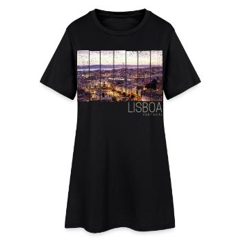 Lissabon Portugal Sonnenuntergang Skyline Souvenir - Frauen T-Shirt-Kleid - Schwarz - Vorne