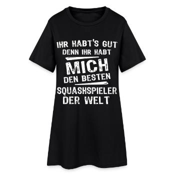 Squashspieler - Frauen T-Shirt-Kleid - Schwarz - Vorne