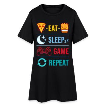 Répéter des citations de jeu Eat Sleep Game pour le joueur - Robe T-shirt Femme - noir - Devant