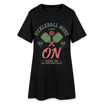 Pickleball-Modus im Spiel auf lustigem Pickleball-Spieler - Frauen T-Shirt-Kleid - Schwarz - Vorne