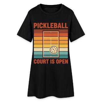 Le terrain de pickleball est ouvert pour le joueur drôle de pickle ball - Robe T-shirt Femme - noir - Devant