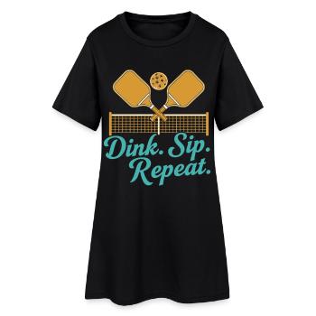 Pickleball Funny Player Dink Sip Repeat Paddles - Women’s T-Shirt Dress - black - Front