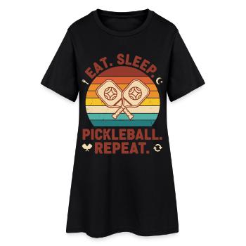 Pickleball mange sommeil Pickleball Répète Drôle - Robe T-shirt Femme - noir - Devant