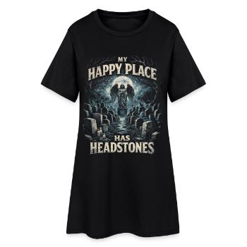 Humour gothique de cimetière Mon endroit heureux a des pierres tombales - Robe T-shirt Femme - noir - Devant