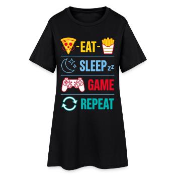 Répéter des citations de jeu Eat Sleep Game pour le joueur - Robe T-shirt Femme - noir - Devant