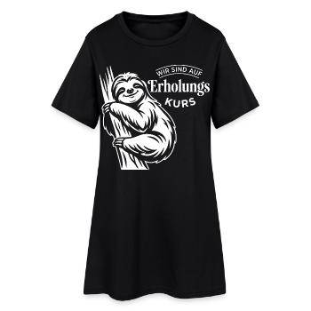 Wir sind auf Erholungskurs – Faultier Relax Design - Frauen T-Shirt-Kleid - Schwarz - Vorne