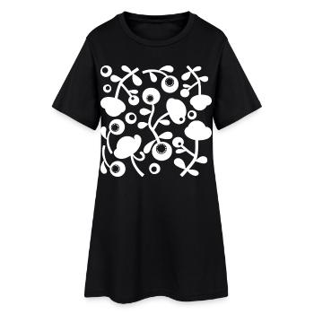 Pivoines abstraites L blanches transparentes - Robe T-shirt Femme - noir - Devant