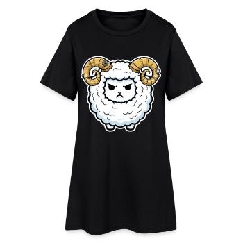 Steampunk-Widder-Schaf-mechanische Hörner - Frauen T-Shirt-Kleid - Schwarz - Vorne