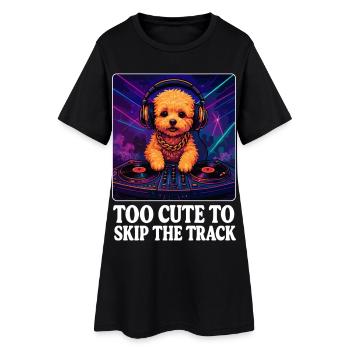 DJ Maltipoo: Too Cute to Skip the Track - Neon Art - Women’s T-Shirt Dress - black - Front
