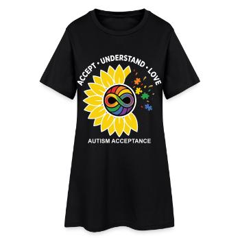 Icône du tournesol d’acceptation de l’autisme - Robe T-shirt Femme - noir - Devant