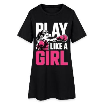 Chemise de boxe pour filles – Joue comme une fille arts martiaux - Robe T-shirt Femme - noir - Devant