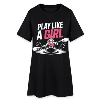 Chemise de fille kayak – Joue comme une fille en pagayant - Robe T-shirt Femme - noir - Devant