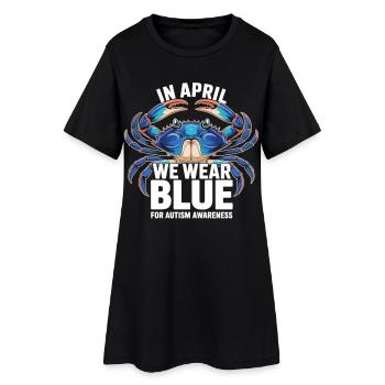 Maillot de sensibilisation à l’autisme - En avril, nous portons du bleu - Robe T-shirt Femme - noir - Devant