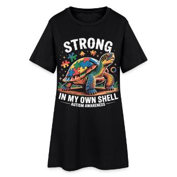 Autismus Awareness Shirt – Strong In My Own Shell - Frauen T-Shirt-Kleid - Schwarz - Vorne