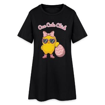 Cute chick with heart glasses - Women’s T-Shirt Dress - black - Front