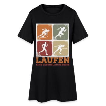Laufen Lebenslange Reise - Frauen T-Shirt-Kleid - Schwarz - Vorne