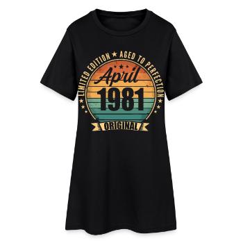 Cadeau d’anniversaire rétro vintage de Avril 1981 - Robe T-shirt Femme - noir - Devant