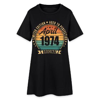 Cadeau d’anniversaire rétro vintage de Avril 1974 - Robe T-shirt Femme - noir - Devant