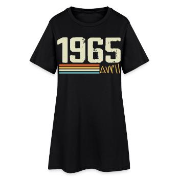 Né en avril 1965 - Robe T-shirt Femme - noir - Devant