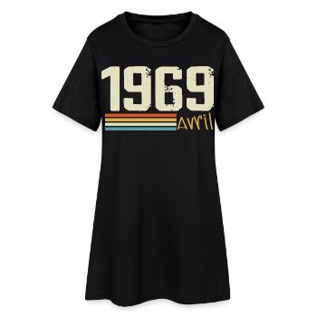 Né en avril 1969 - Robe T-shirt Femme - noir - Devant