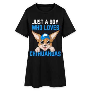Boy Who Loves Chihuahuas Shirt - Frauen T-Shirt-Kleid - Schwarz - Vorne
