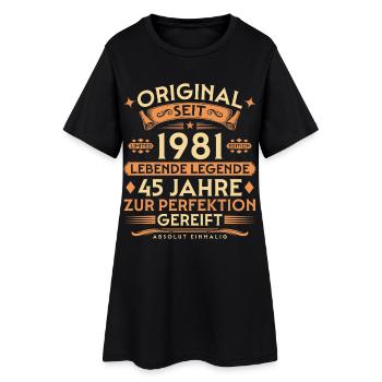 Original seit 1981 – Lebende Legende 45 Jahre - Frauen T-Shirt-Kleid - Schwarz - Vorne