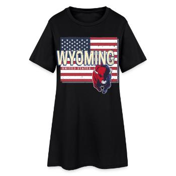 Carte rétro des États-Unis du Wyoming - Robe T-shirt Femme - noir - Devant
