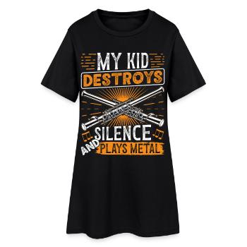 Piccolo jouant d’un orchestre d’instruments métal - Robe T-shirt Femme - noir - Devant