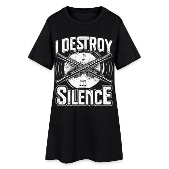  Piccolo I destroy silence Musician Instrument - Women’s T-Shirt Dress - black - Front