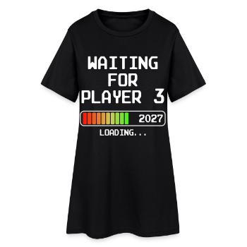 Werdender Papa 2027 Bald Mama Waiting For Player 3 - Frauen T-Shirt-Kleid - Schwarz - Vorne