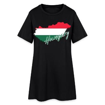 Karte mit der Flagge Ungarns, ich liebe Ungarn - Frauen T-Shirt-Kleid - Schwarz - Vorne