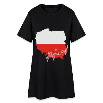Polen-Flaggenkarte, ich liebe Polen - Frauen T-Shirt-Kleid - Schwarz - Vorne