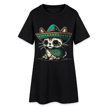 Sombrero en sucre mexicain de chat - Robe T-shirt Femme - noir - Devant
