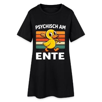 Psychisch am Ente – Lustige Ente Retro - Frauen T-Shirt-Kleid - Schwarz - Vorne