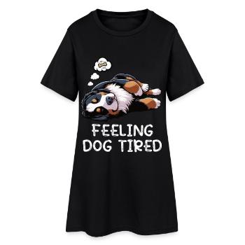 Se sentir fatigué par un chien Bernois Chien de montagne - Robe T-shirt Femme - noir - Devant