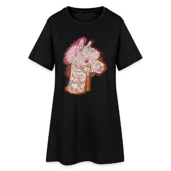 Alpaga Zentangle - Robe T-shirt Femme - noir - Devant