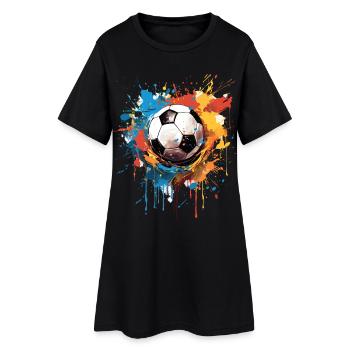 Foot Football Ballon Joueur Supporter idée Cadeau - Robe T-shirt Femme - noir - Devant