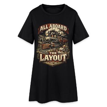 Chemin de fer miniature Tout à bord de la configuration - Robe T-shirt Femme - noir - Devant